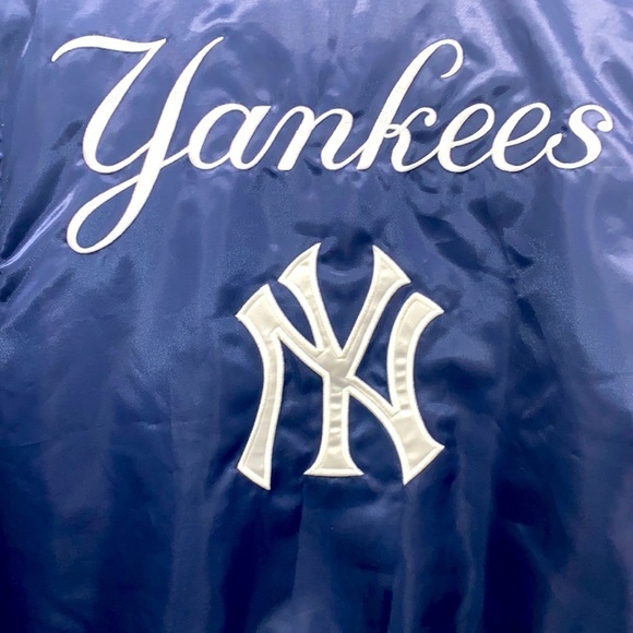 Yankee White & Blue Bomber Jacket MLB by JH Design Size S (5-6) Kids - Picture 5 of 15